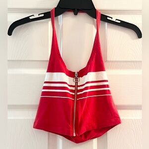 Red and white halter top size xs
